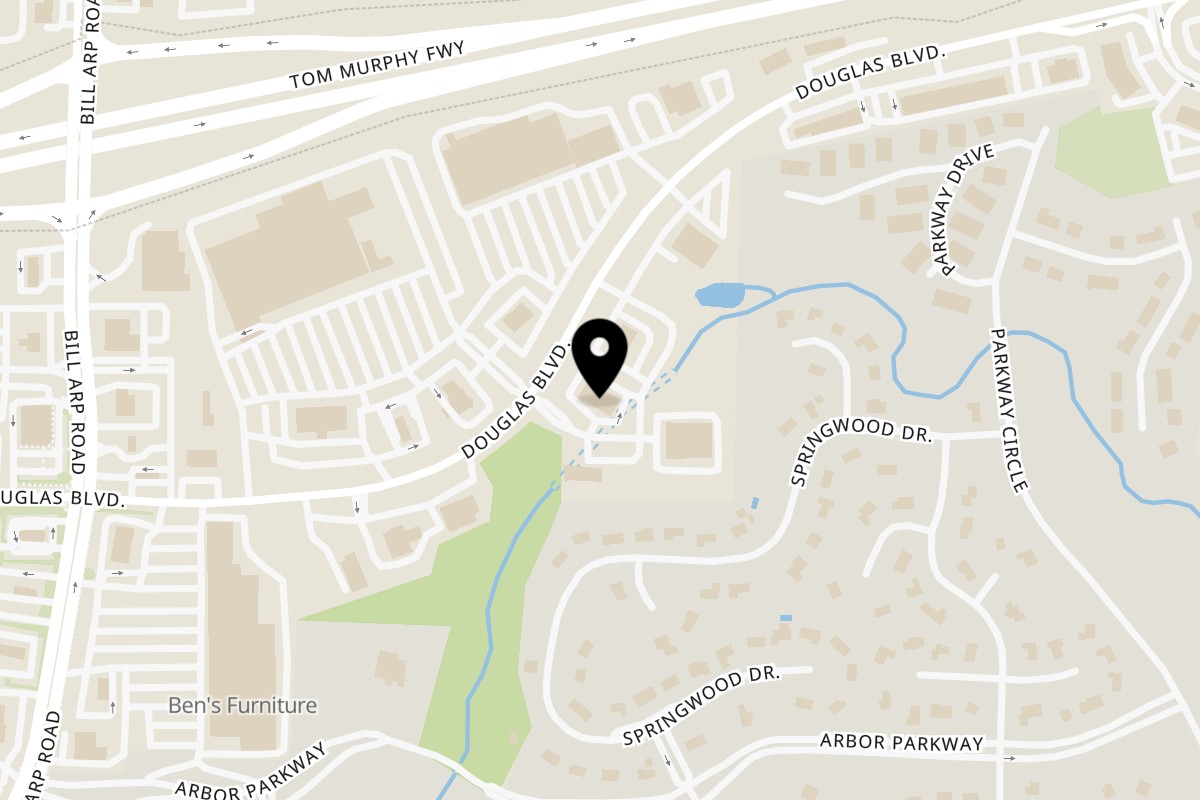 Map showing the location of Spice Wing Douglasville on 6920 Douglas Blvd suite d in Douglasville