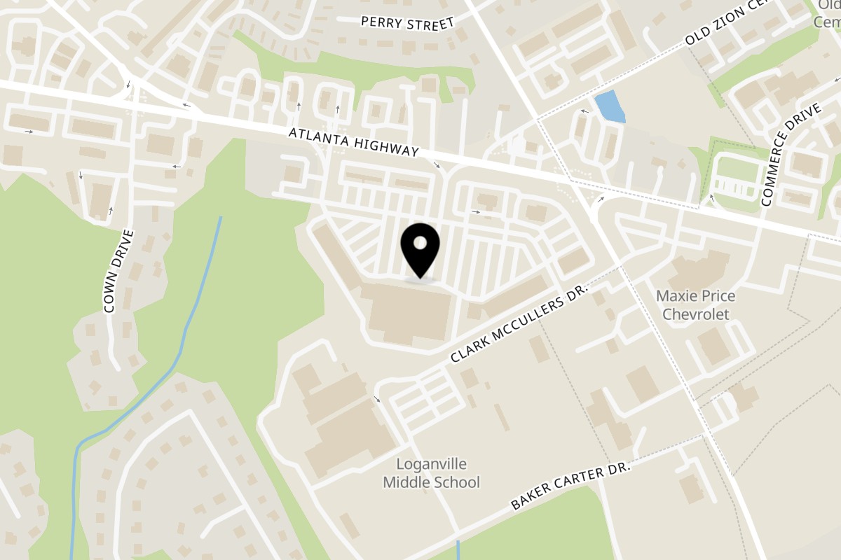 Map showing the location of Spice Wing Loganville on 4743 Atlanta Hwy in Loganville